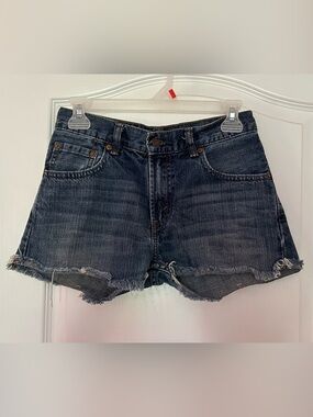💛 Levi's 505 Dark Wash Distressed Denim Shorts